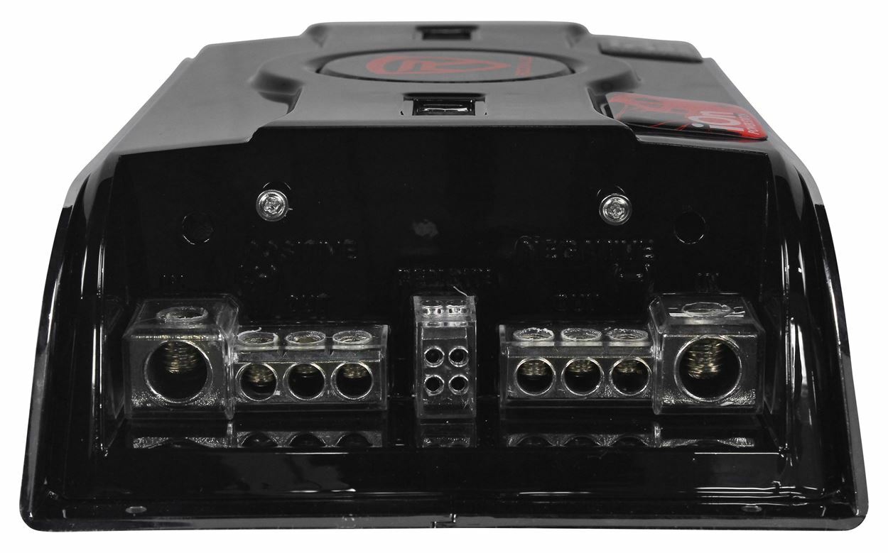 Rockville 50 Farad Hybrid LED Car Capacitor w/Dual Meters+0 Gauge Amp Wire Kit