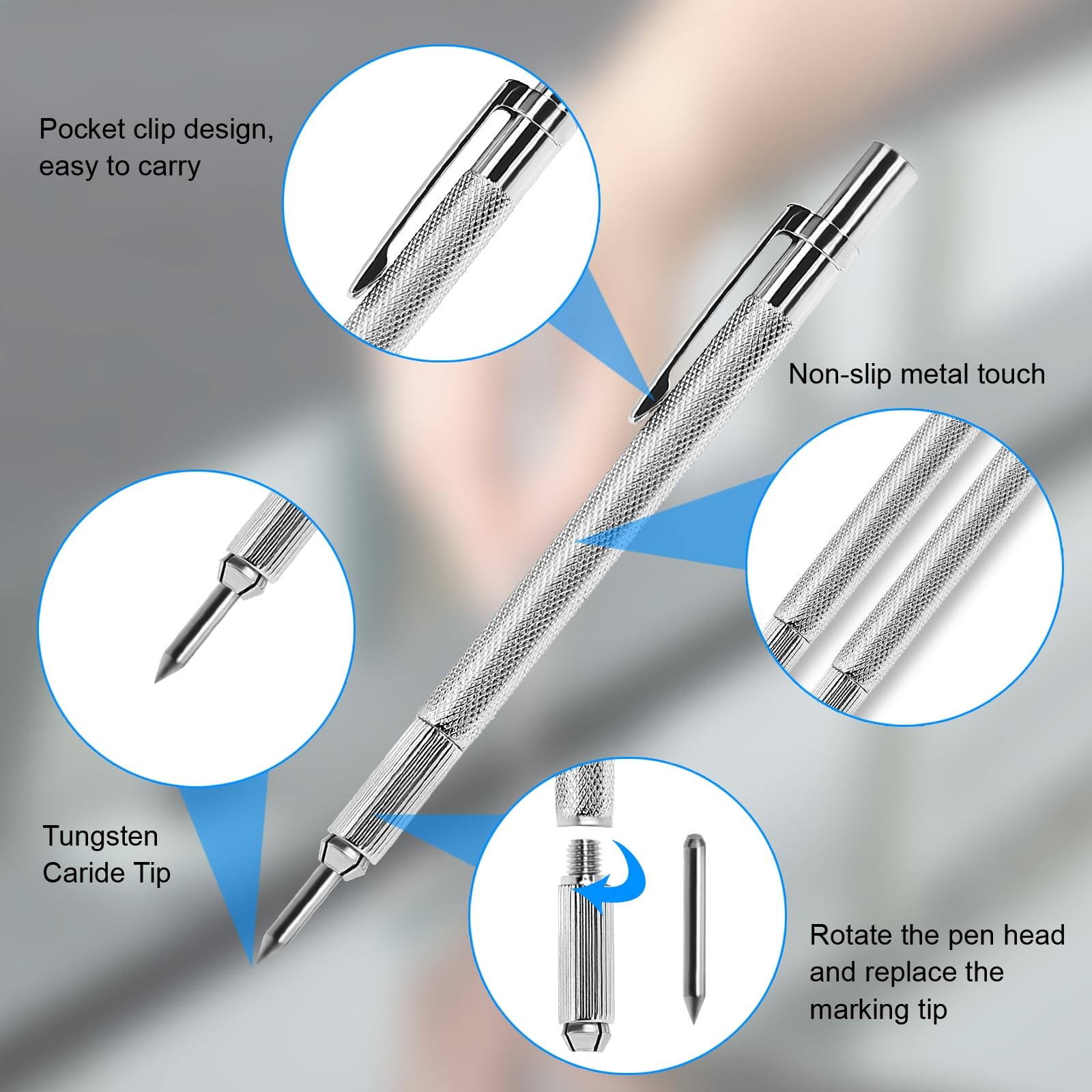 guti-more 2 Pack Tungsten Carbide Scriber Magnet Extra 20 Marking Tip Scribe