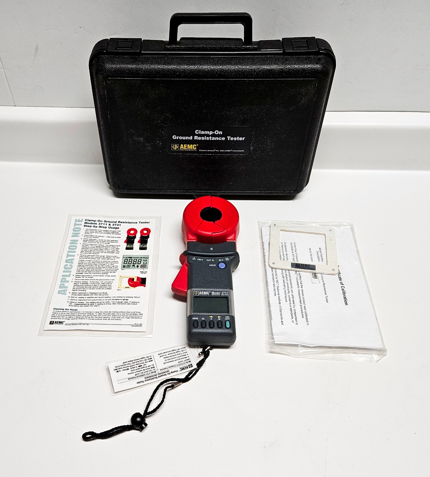 AEMC 3731 Clamp-On Ground Resistance Tester Meter w/Calibration Loop  Very Clean