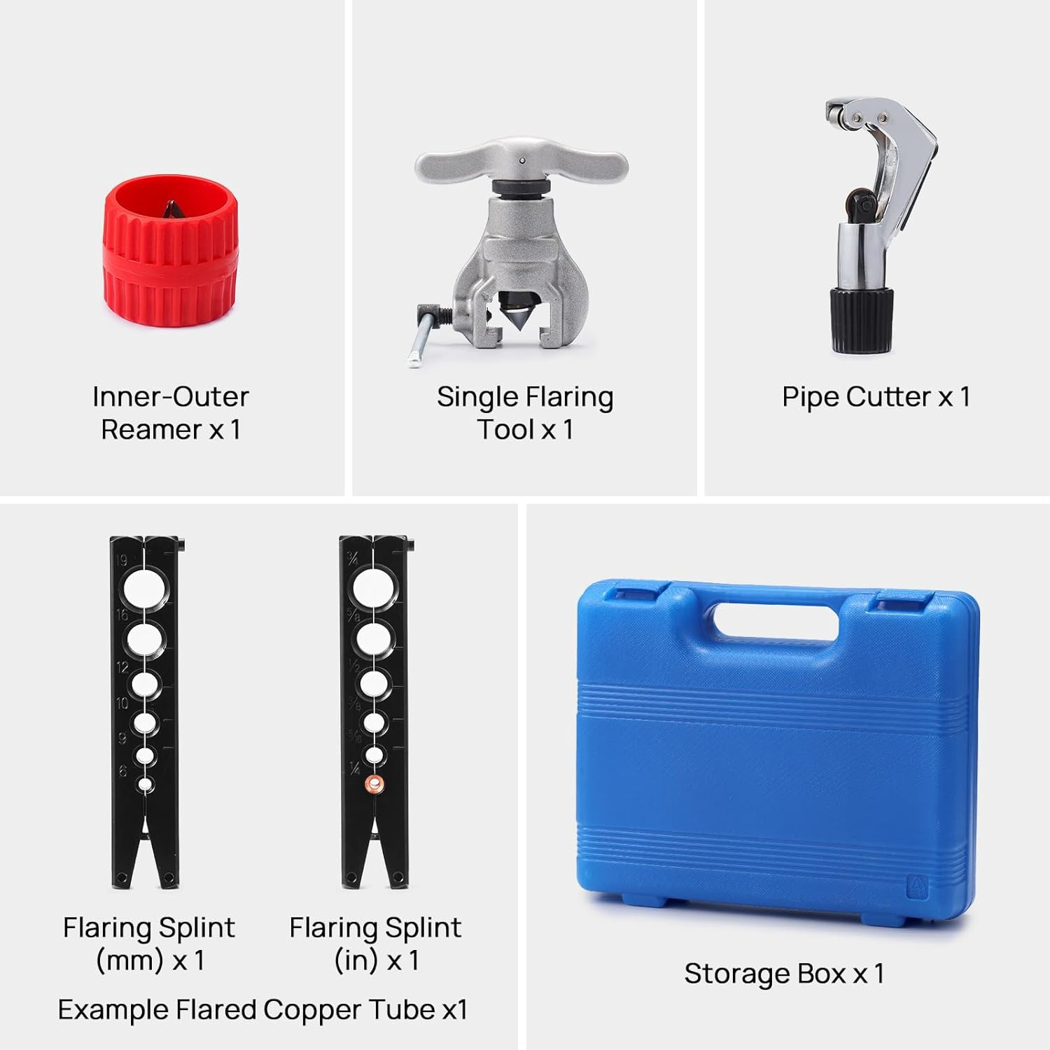 HVAC Flaringtool Kit for 1/4 to 3/4In Pipes, 45 Degree Eccentric Cone Type, 2 Fl