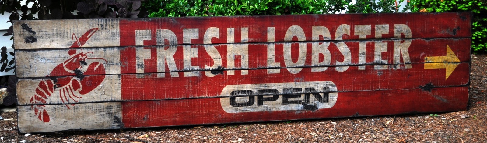 Fresh Lobster Seafood Open Sign - Rustic Hand Made Vintage Wooden Sign