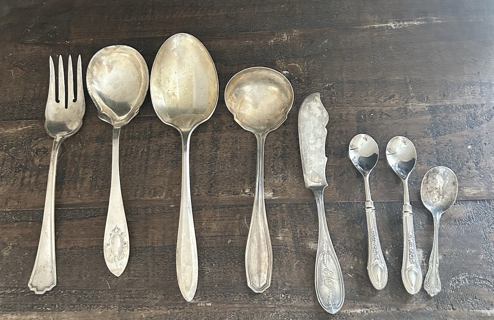 VTG Silverware Lot Flatware Silver Plate Utensils Mixed Lot Of 8