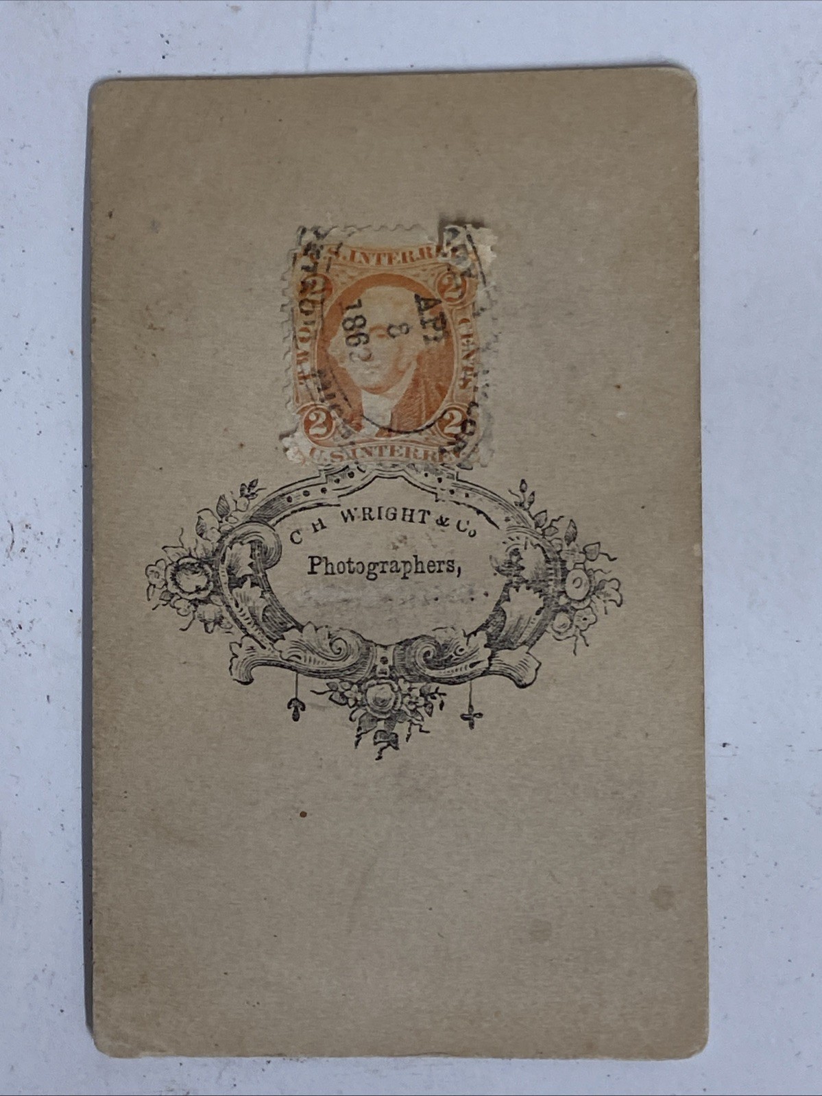 CDV Abraham Lincoln 1862 Stamp C.H. Wright Authentic Original Rare ￼
