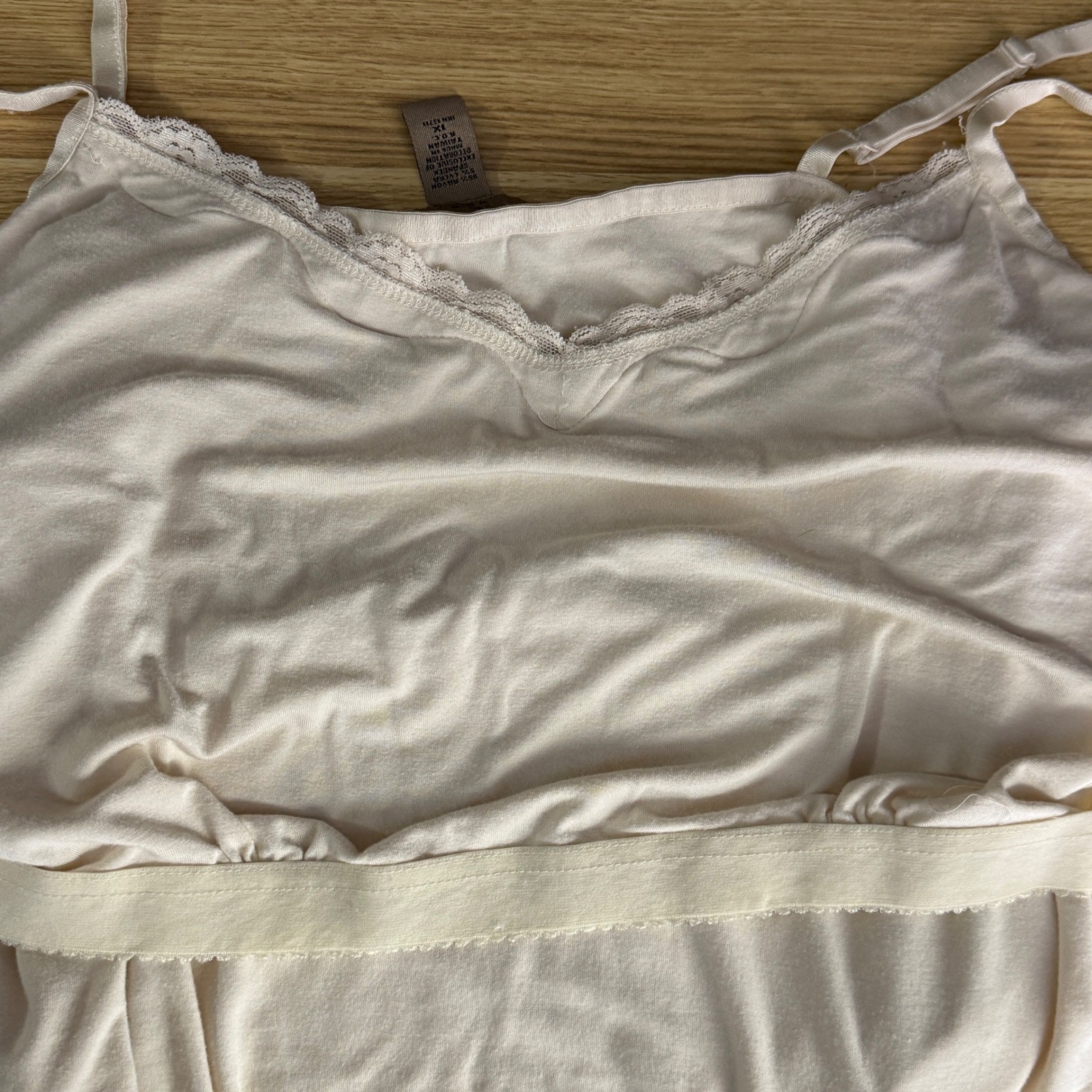 Vtg Y2K i.e. cami top Woman's Sz 1X Lace Trim Cream Layering Fairy Cottagecore