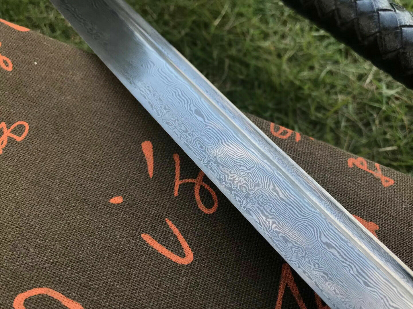 HANDMADE JAPANESE SAMURAI KATANA SWORD DAMASCUS FOLDED STEEL SHARP FULL TANG