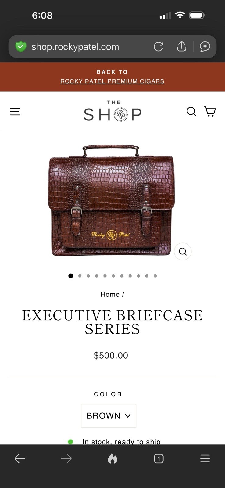 Rocky Patel Party Executive Briefcase – Brown Leather – Brand New