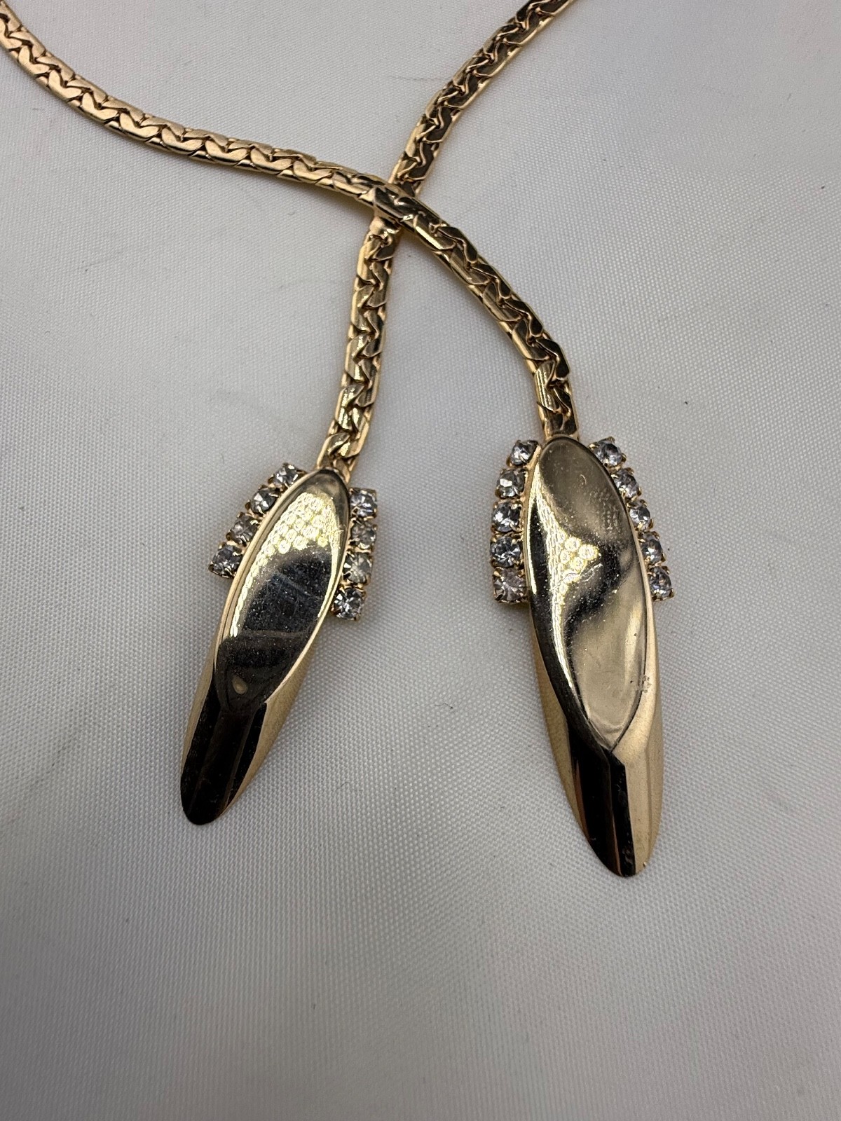 Vintage Park Lane Necklace Earring Set Clip Ons Gold Tone Rhinestone 17”