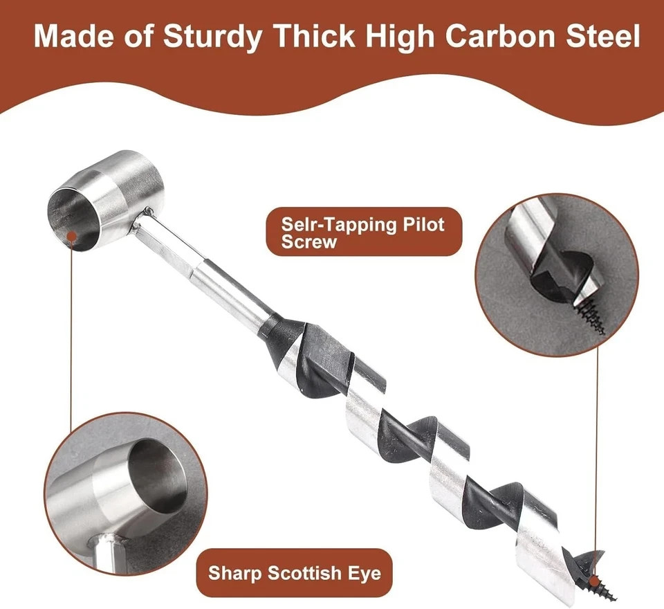 Bushcraft hand auger settlers wrench manual hole drill for survival & camping