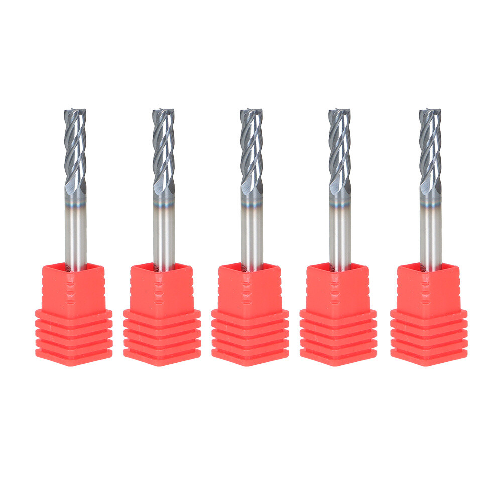5Pcs 3/16" 4 Flute Regular Carbide End Mill 2" Overall Length TiALN COATED