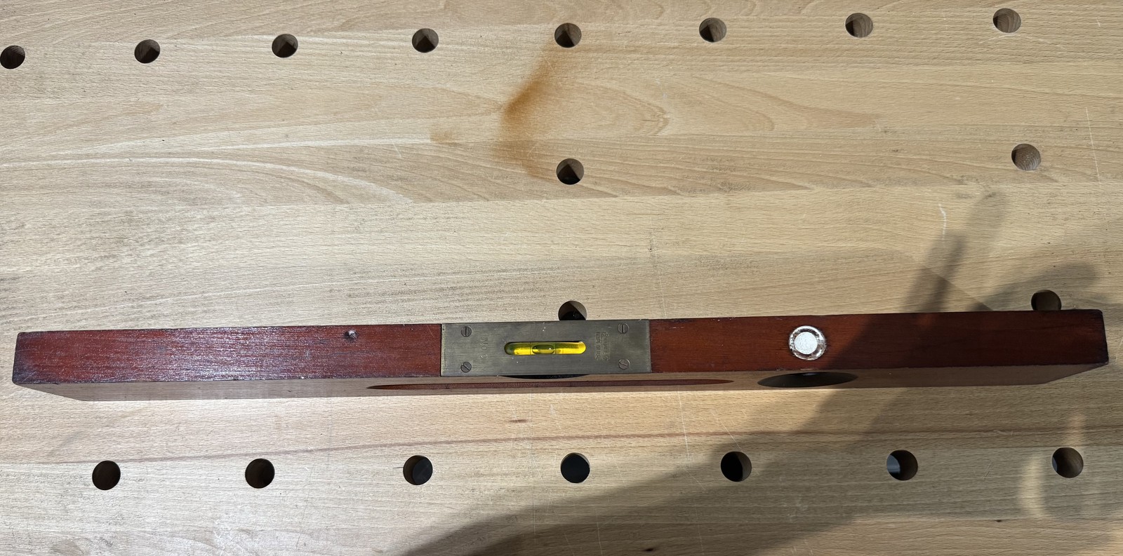 Vintage Stanley Wood Level Genuine Cherry Plumb & Level Tool Made in USA Antique