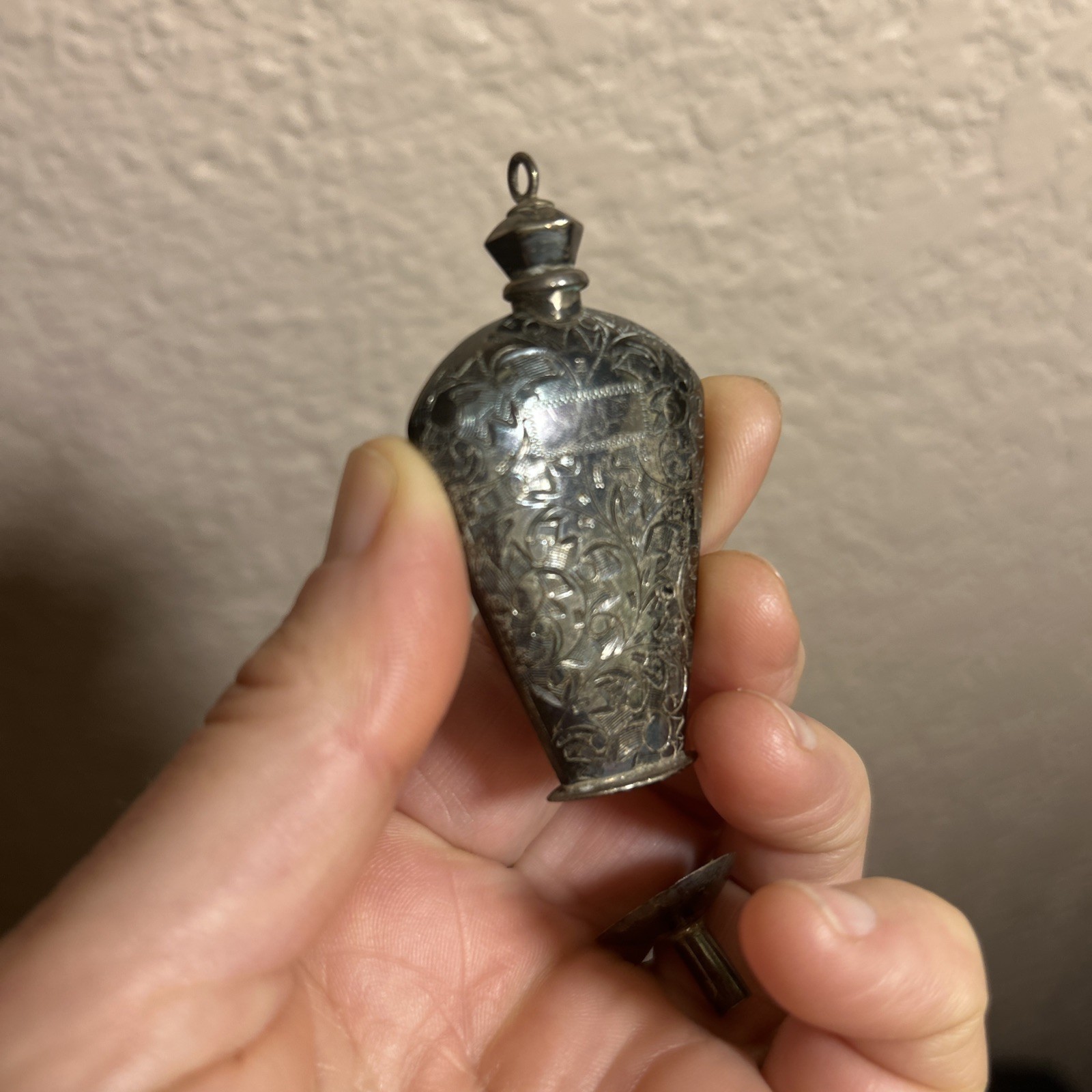 Antique Tiny Sterling Silver 950 Perfume Bottle Ornate Engraved Victorian Deco