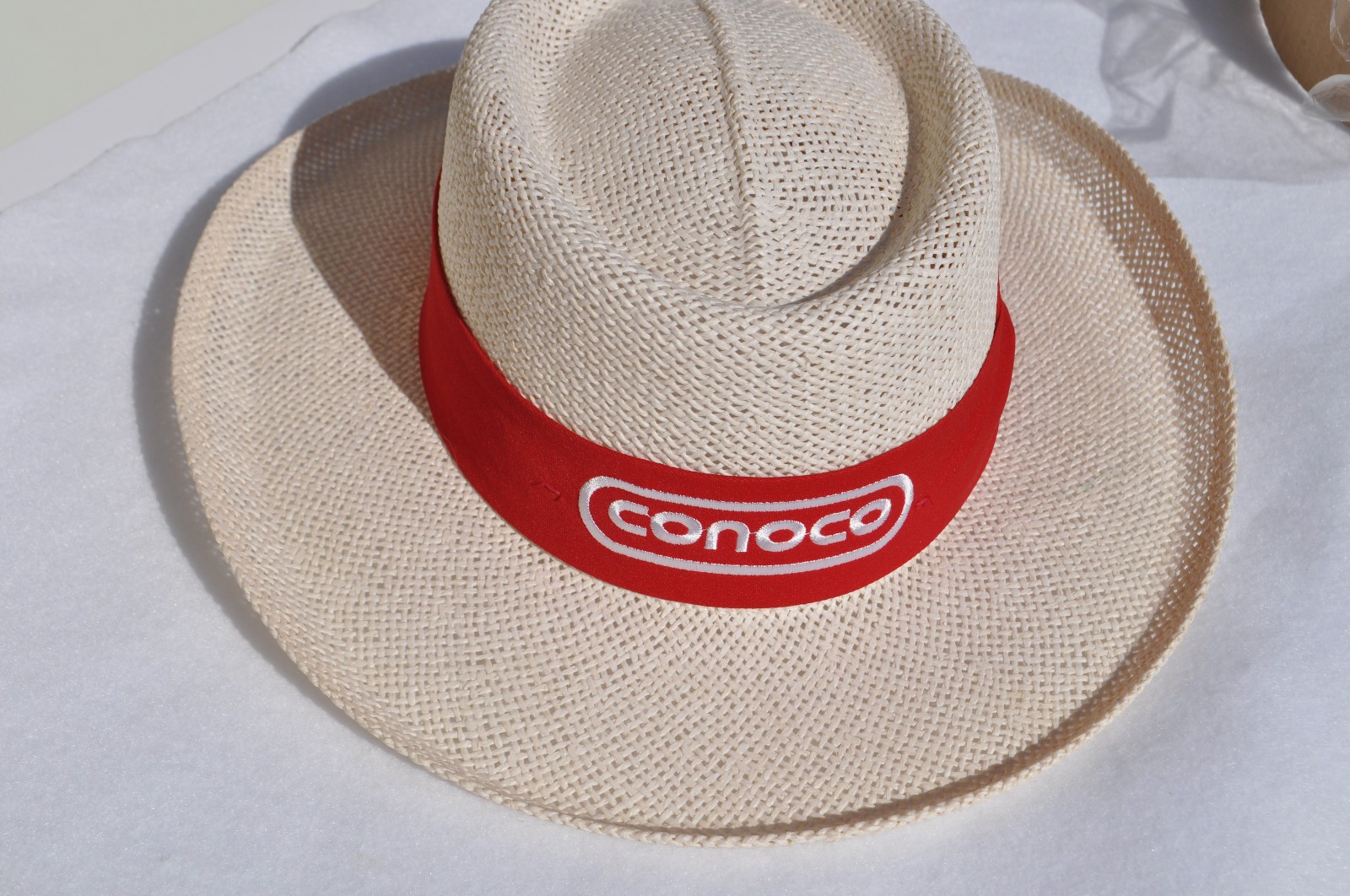 Vintage New, Unused Conoco Straw Hat W/ Headband Gas Service Classic Memorabilia