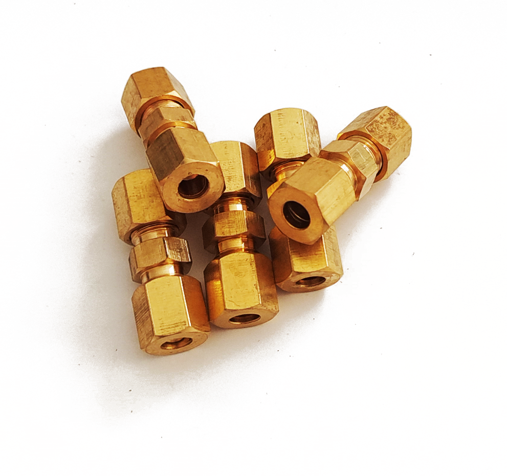 5x Brass Compression Fittings Union Connector For 3/16"OD Hydraulic Brake Lines