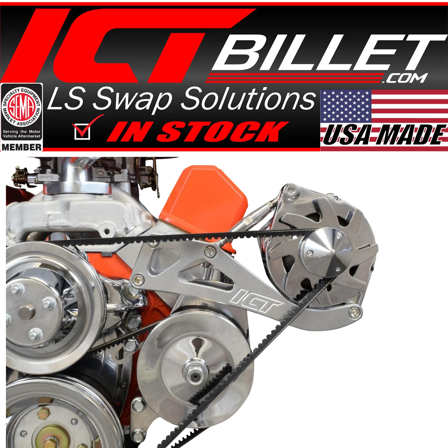 SBC Drivers Side Alternator Bracket Adjustable Long Water Pump Small Block 350