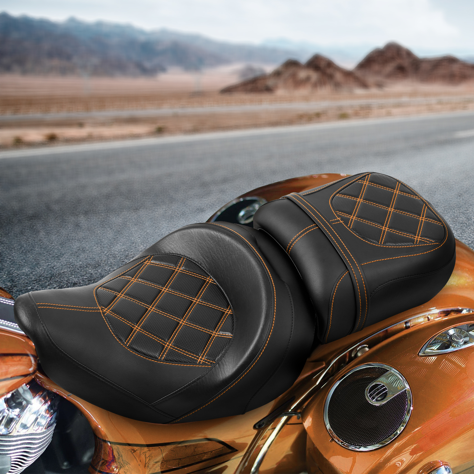 Black Driver Passenger Two-Up Seat Fit For Indian Chieftain Springfield 14-2023