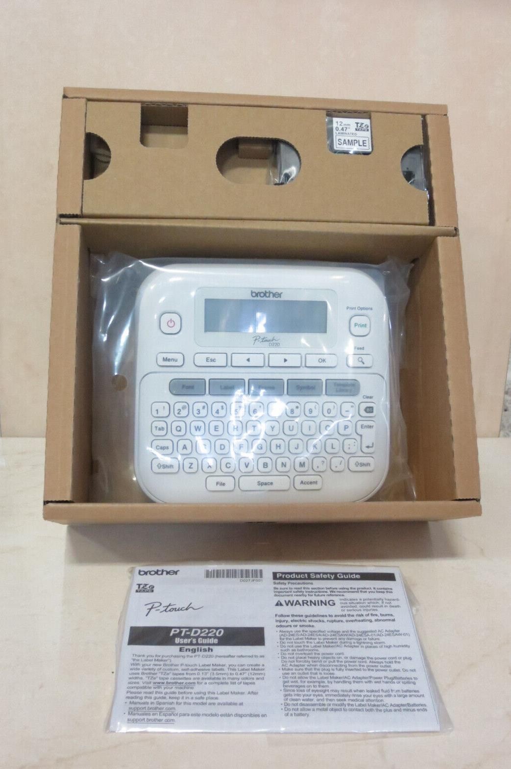 BROTHER LABELER PT-D220 LABEL MAKER 1/2" 12MM NEW IN BOX USES AC OR BATTERIES