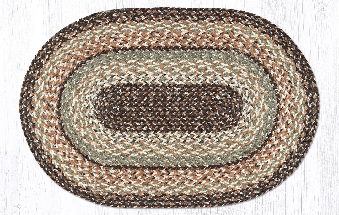 Sandstone & Sage Jute Oval Rug 20" x 30", Earth Rugs, Country Farmhouse C-9-099