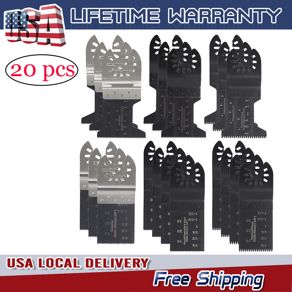 20Pcs Oscillating Multi Tool Saw Blades Wood Metal Cut Cutter For Dewalt Fein