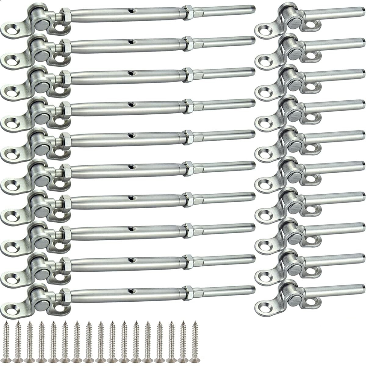 10 1/8" Cable Railing T316 Stainless Steel Swage Toggle Turnbuckle Hardware Kit