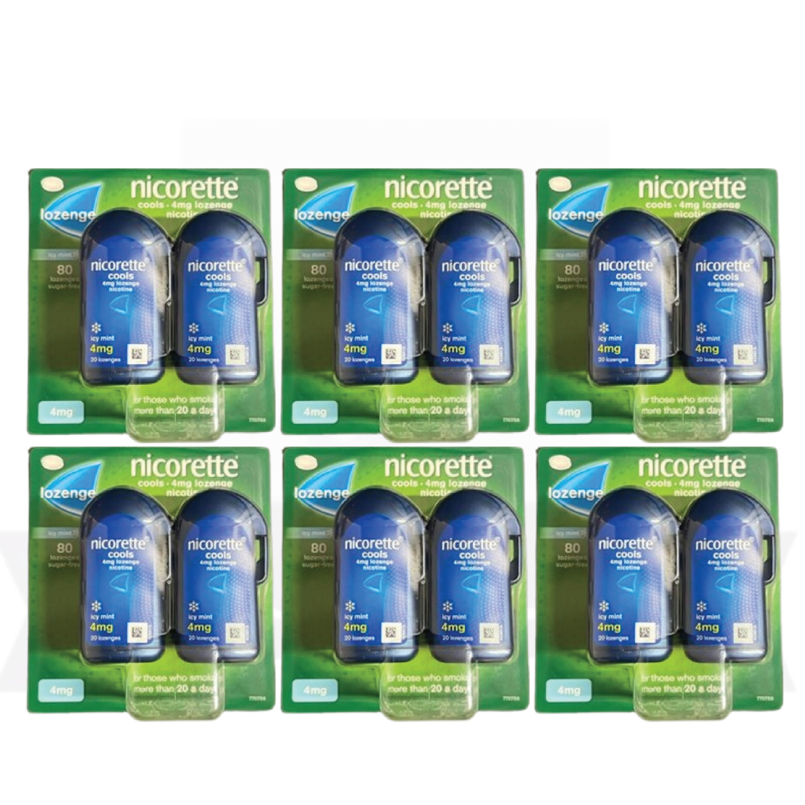 6 X Nicorette Cools 4mg Lozenge Icy Mint 2X40 Lozenges PACK OF 6