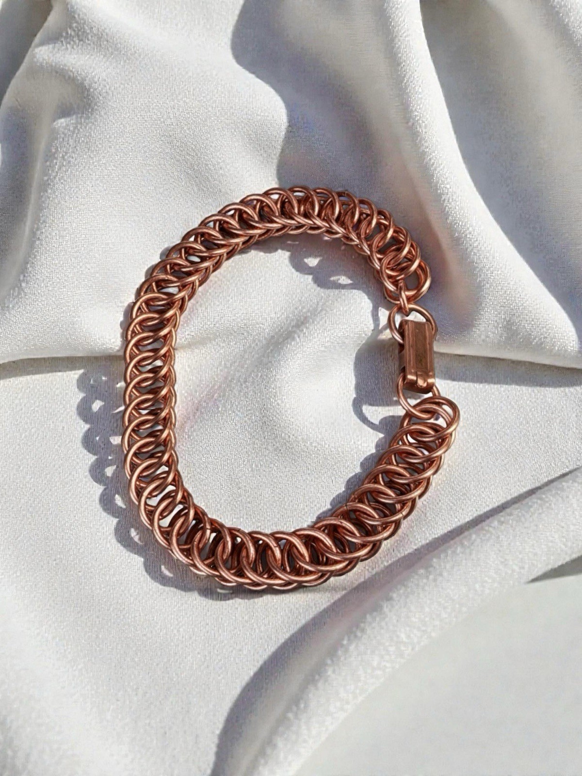 Solid Copper Bracelet • Persian 4-1 Chainmail • Handcrafted • Variety of Sizes