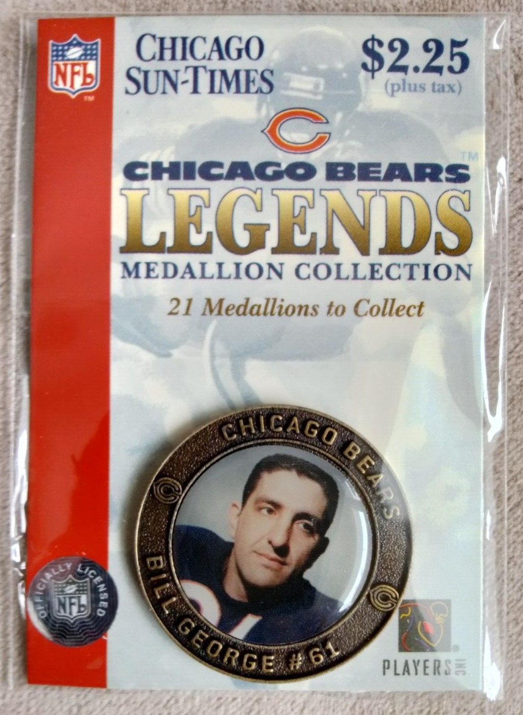 BILL GEORGE CHICAGO BEARS LEGENDS 2004 Medallion Coin New NOS Original Package
