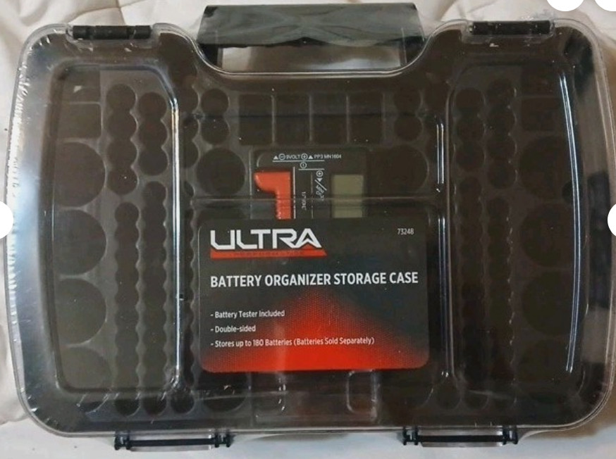 180 Battery Storage System Caddy Organizer w/Case & Tester AA AAA C D 9VOLT FLAT