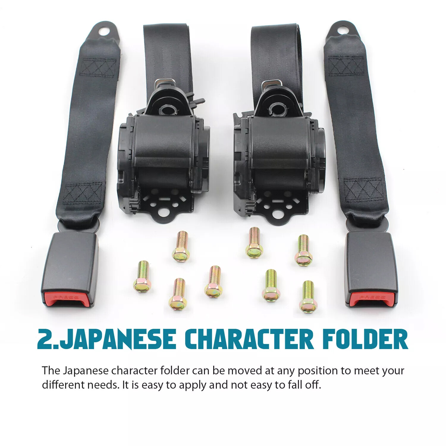 2 Retractable 3 Point Safety Seat Belt Straps Car Vehicle Adjustable Belt Kit