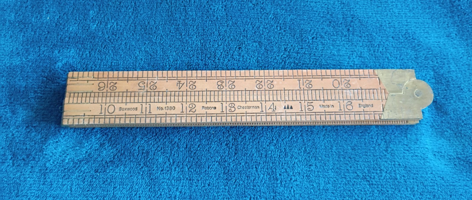 VINTAGE RABONE CHESTERMAN BOXWOOD & BRASS 36 ” FOLDING WOODEN RULE RULER No 1380
