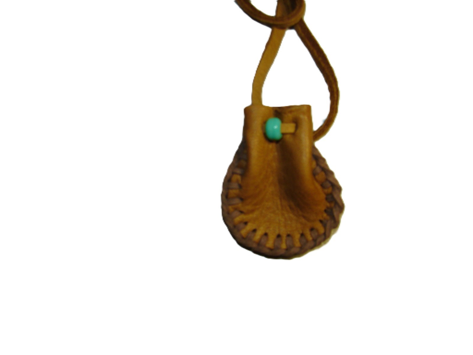 Native American Deerskin Leather Medicine Bag, Traditional Necklace Pouch, 2"