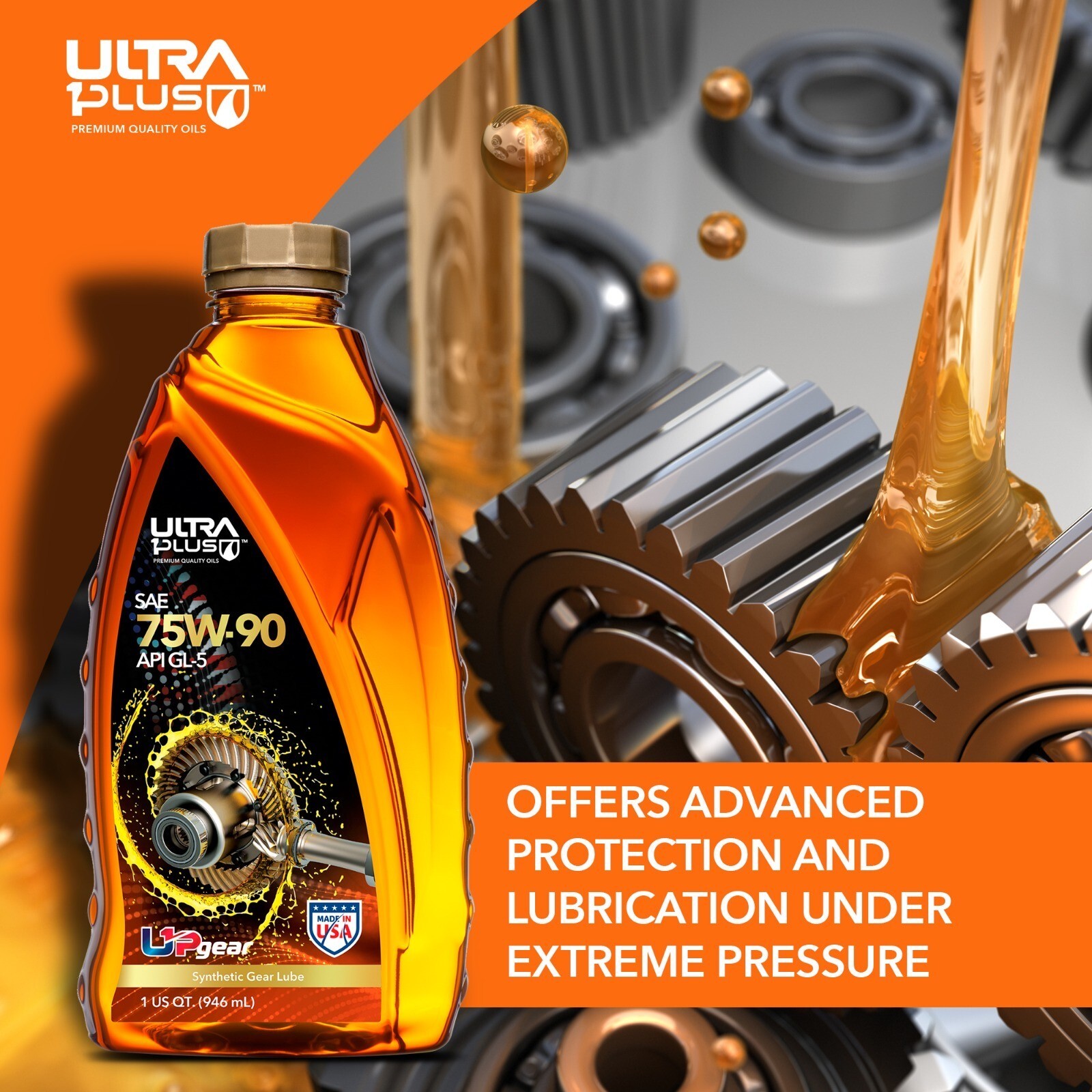 Ultra1Plus SAE 75W-90 Synthetic Gear Oil API GL-5 | 2 Gallon Pack (8 QTS)