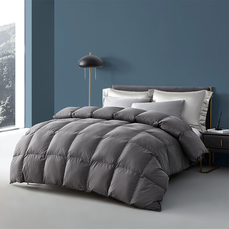 All Season King/Queen Grey Down Feather Comforter Duvet Inserts 100% Cotton
