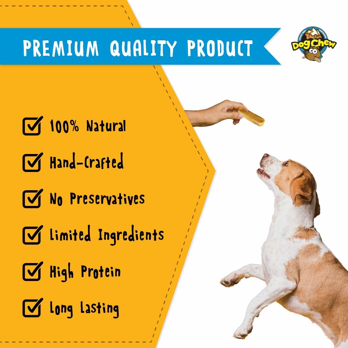 Bulk Pack-1lb(5 Pieces) Large Yak Chews for Aggressive Chewers- Tibetan Dog Chew