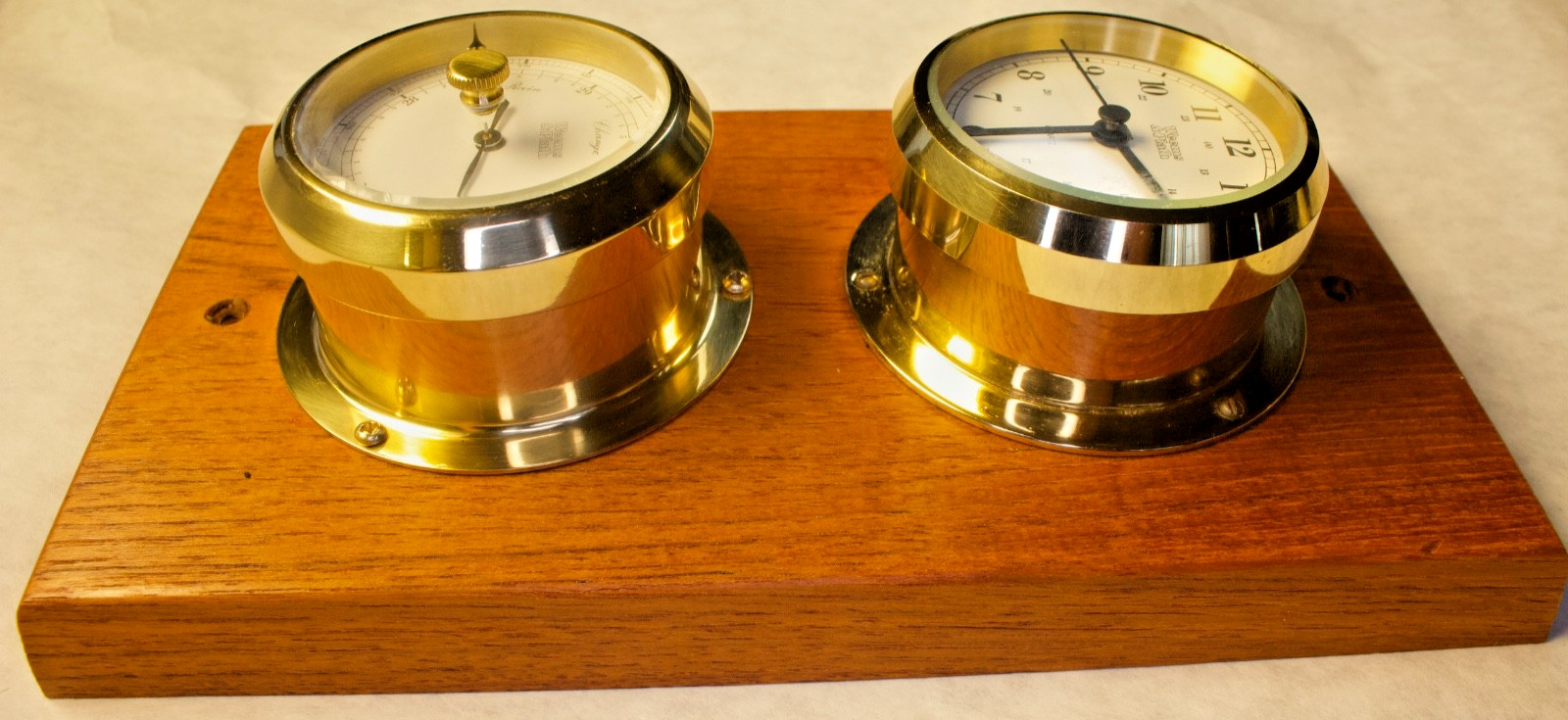Weems & Plath solid brass quarts ship clock + berometer duo wall mounted