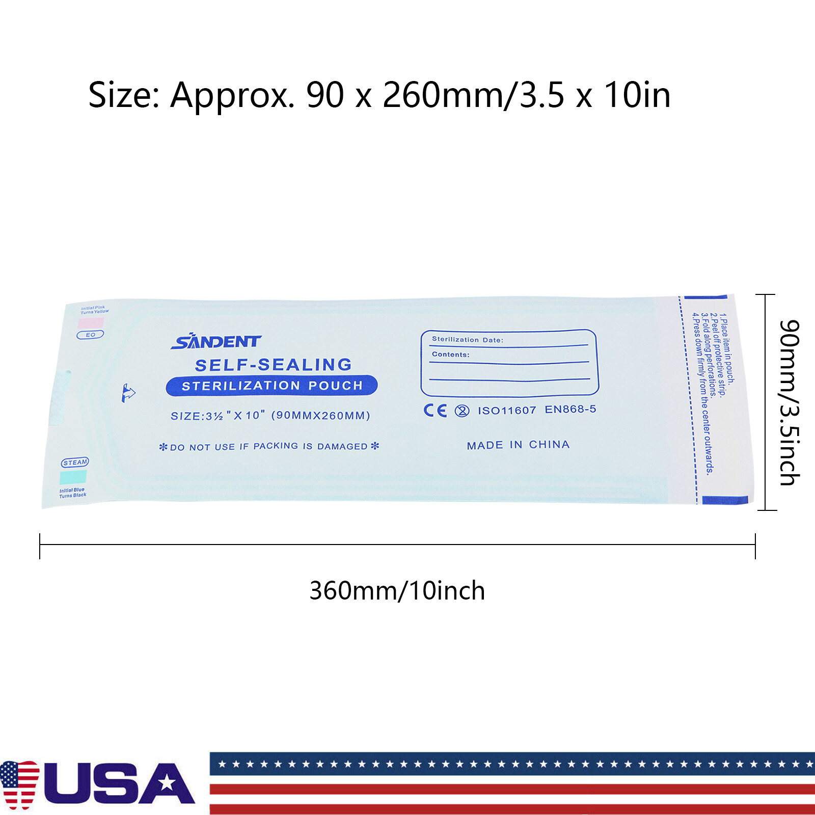 Self Seal Sterilization Pouches Dental Medical Autoclave Sterilizer Bags 3.5”x10