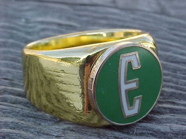 1958 1959 1960 Ford Edsel E Gold Chrome Ring Size #10 NOS Unique Logo Hi-Quality