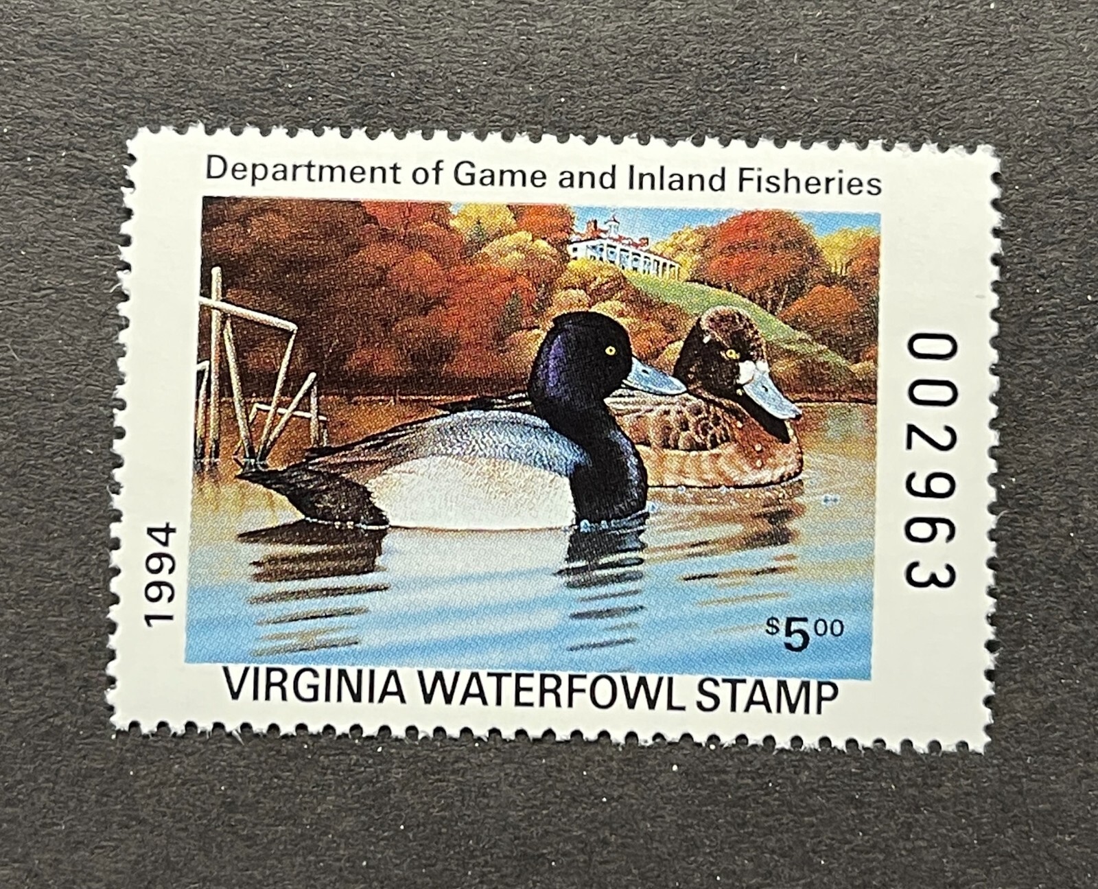 WTDstamps - 1994 VIRGINIA - LotP - State Duck Stamp - Mint OG NH