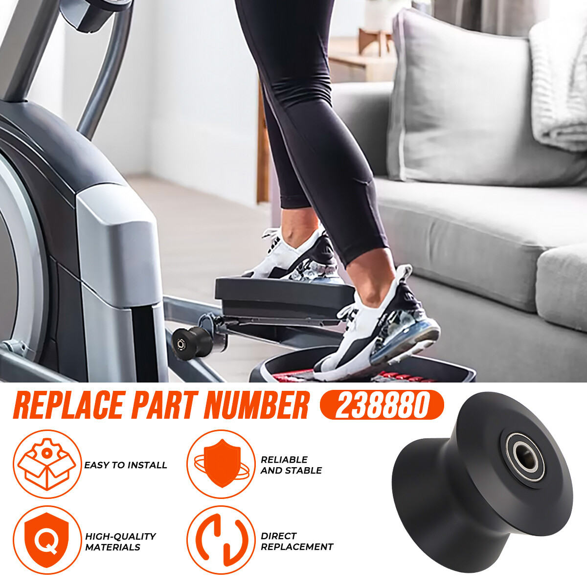 2 For Proform XP160 Cross Trainer Elliptical Wheel Replacement Leg Roller 238880