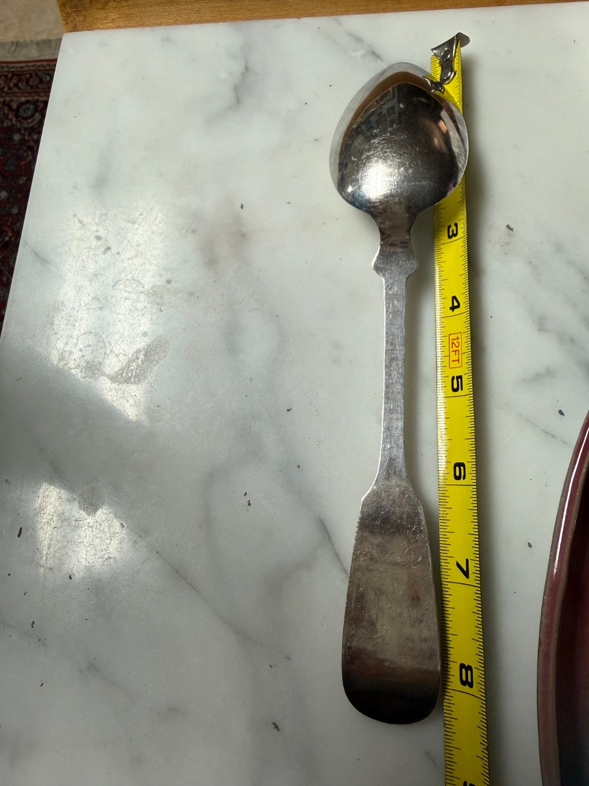 3 large antique Serving spoons Silver metal unmarked fiddle tipped tipt pattern
