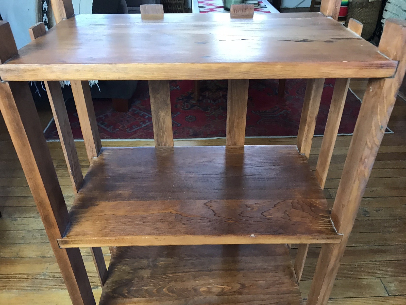 Antique Arts & Crafts Mission Quartersawn Oak Bookcase Shelf Plant Stand 34”H