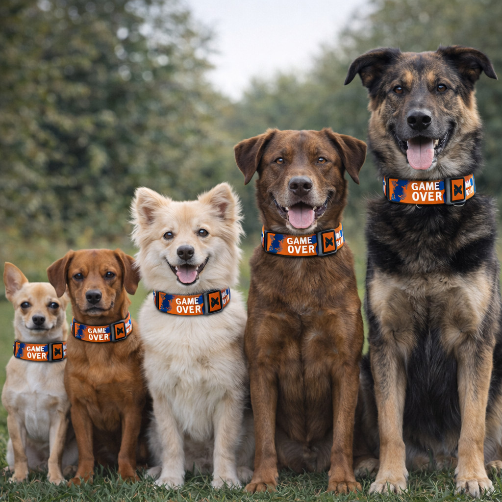 Tactical Dog Collar Strong Nylon Adjustable XS to XL Durable Bright Orange D9