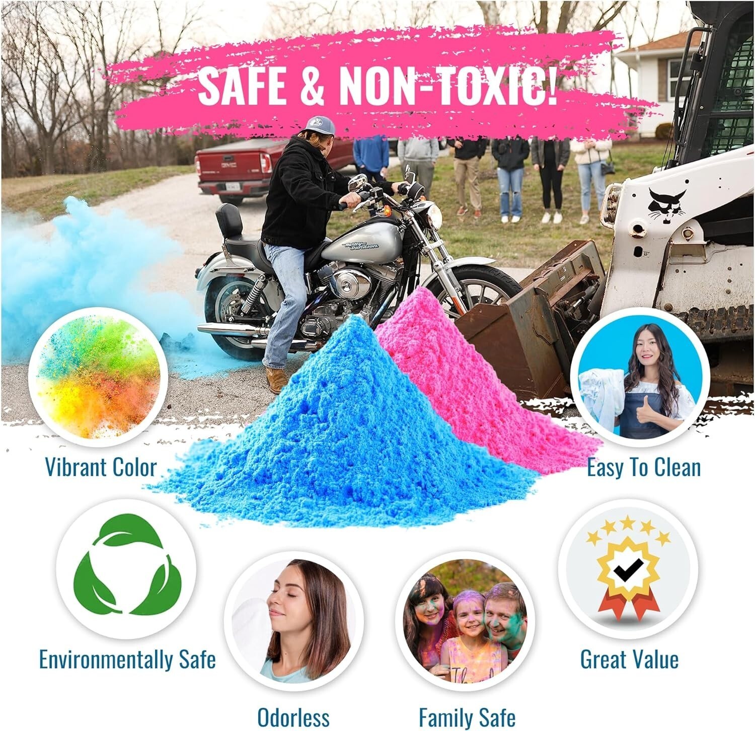 Color Blaze Blackout Out Color Powder 1lb Pink & 1lb Blue Baby Gender Reveal