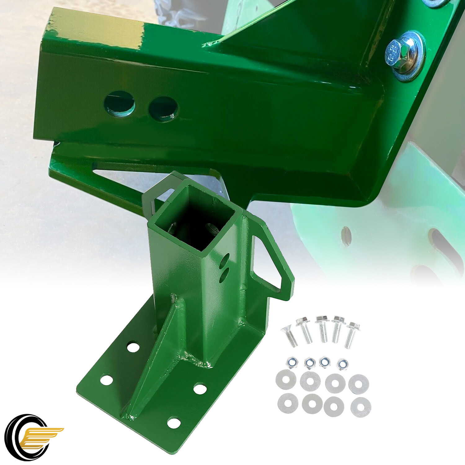 Rear Trailer Hitch Receiver fits John Deere Gator 4x2 6x4 Old Style BoltOn Green