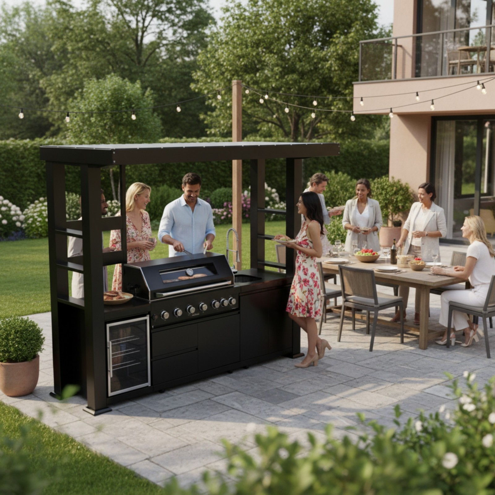 108" 6-Burner 85K BTU Stainless Steel Gas Outdoor Barbecue Island Kitchen Island