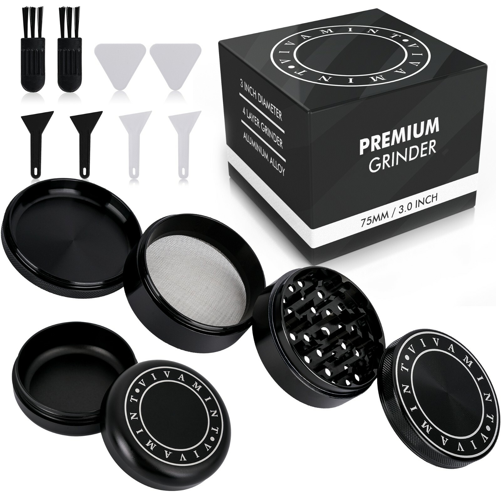 Herb Grinder - Large 3" inch, Plus Smell Proof Storage-FREE SHIPPING & RETURN