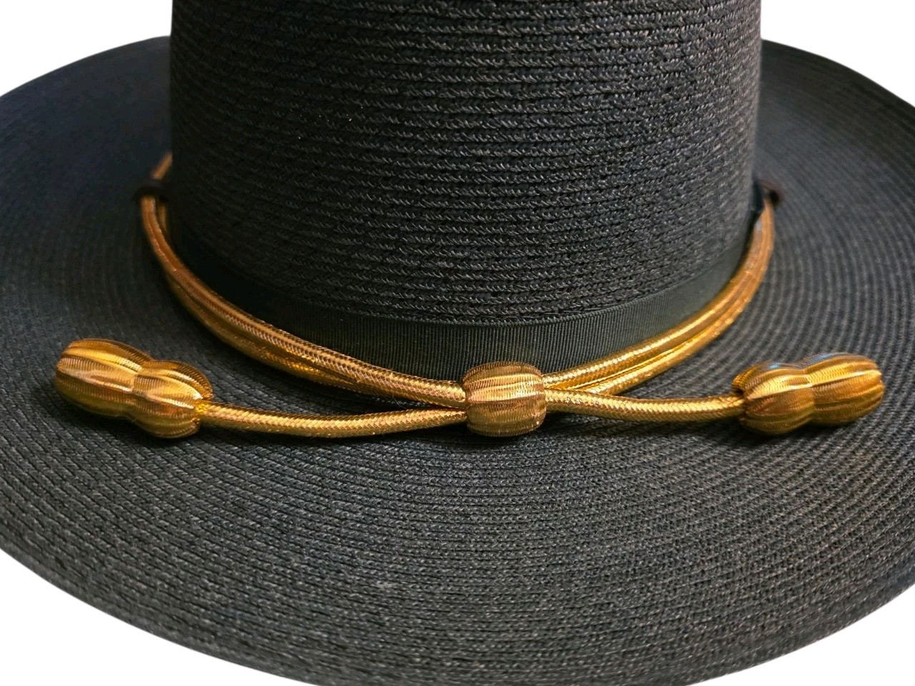 Vtg The Lawman Stratton Campaign Hat Green Milan Straw Leather Strap 7 1/4