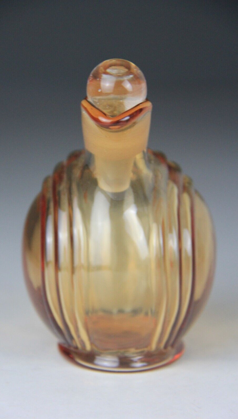 Scarce Cambridge Glass Amber Nautilus Decanter w/6 Small Cordials Tumblers