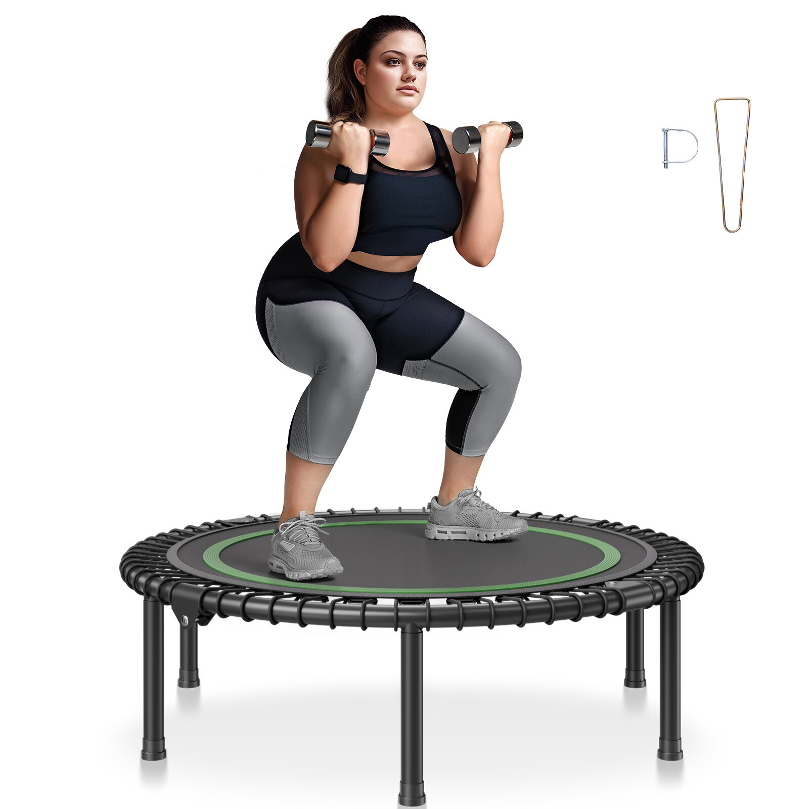 40" Foldable Mini Fitness Trampoline Adults Indoor Exercise Rebounder