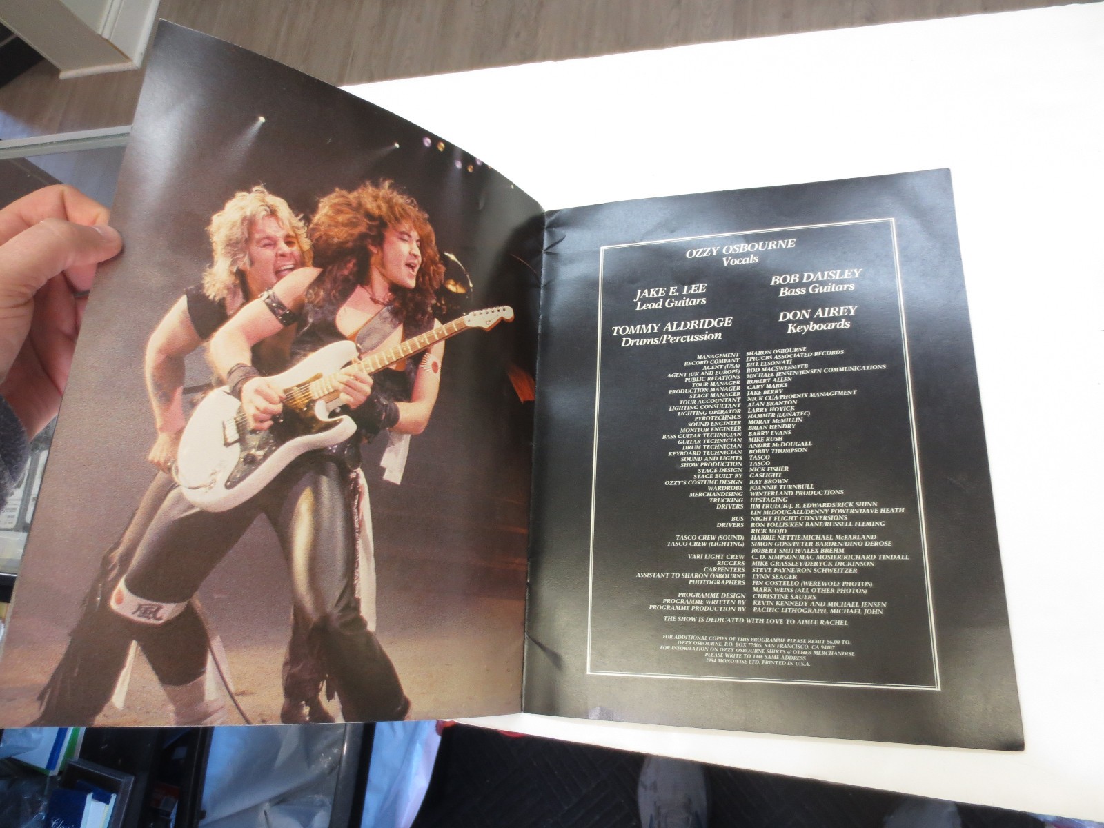 Ozzy Osbourne & Jake E. Lee Autographed Bark At The Moon World Tour 1984 Program
