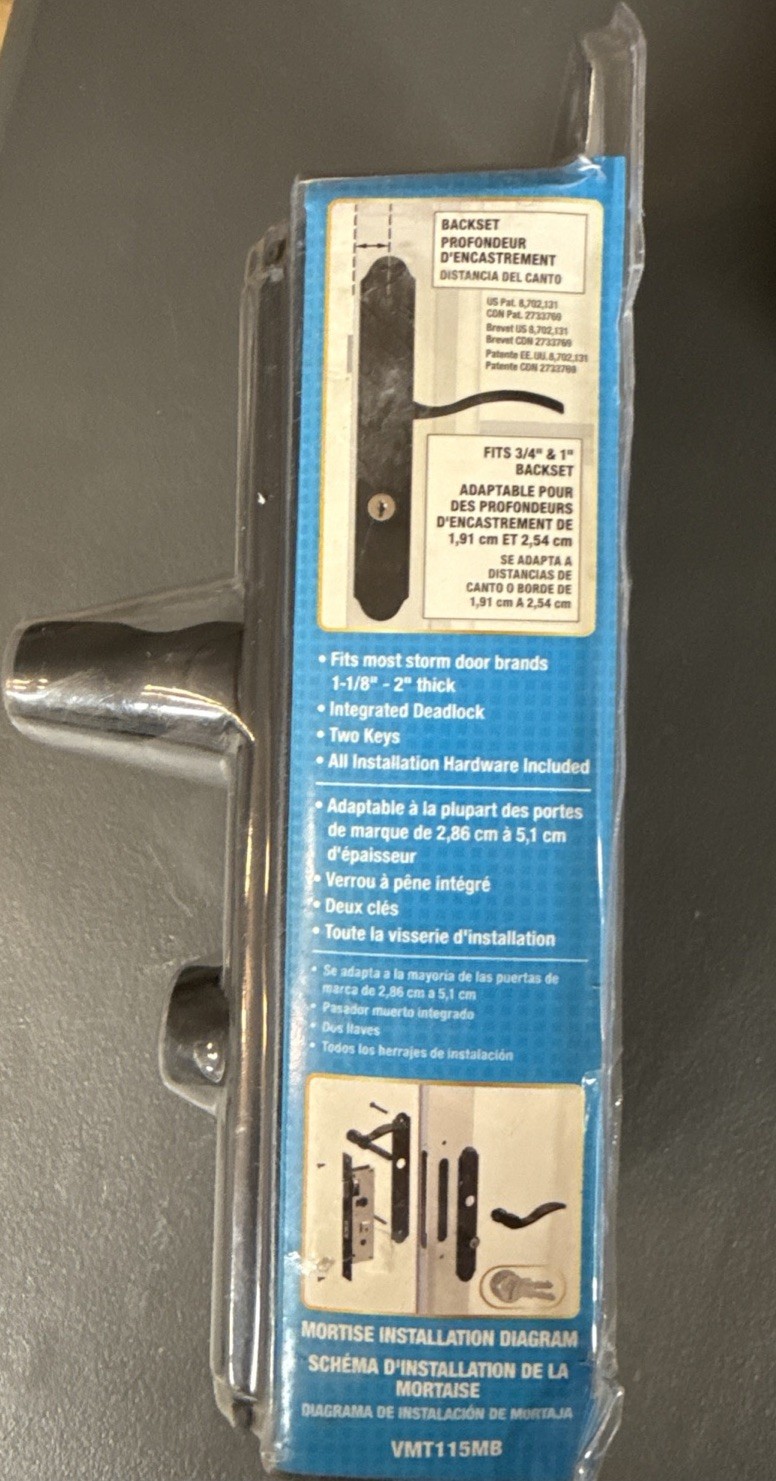 Wright Premier VMT115MB Storm Screen Door Keyed Locking Mortise Lever, Black